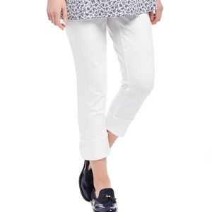 White Motherhood Maternity Crop Jeans—Full Panel